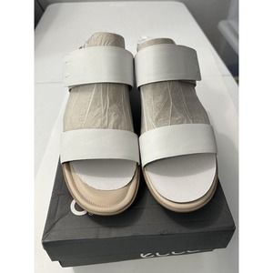 ECCO Shape 35 Wedge White Sandal 2 Strap Leather NIB Size 10 10.5